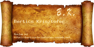 Bertics Krisztofer névjegykártya